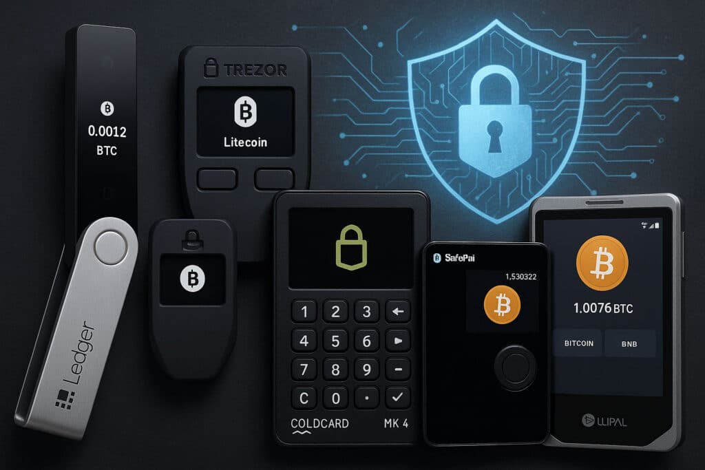 Image showcasing the top options for crypo hardware wallets
